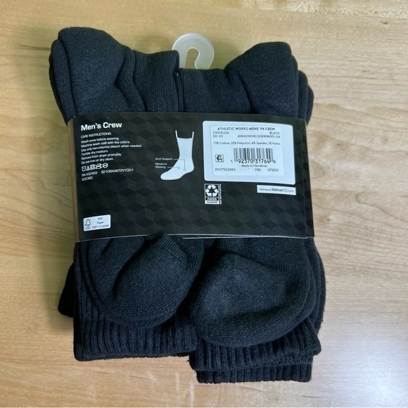 Athletic Works men’s crew 6 pair NWT socks cotton USA - Picture 2 of 2